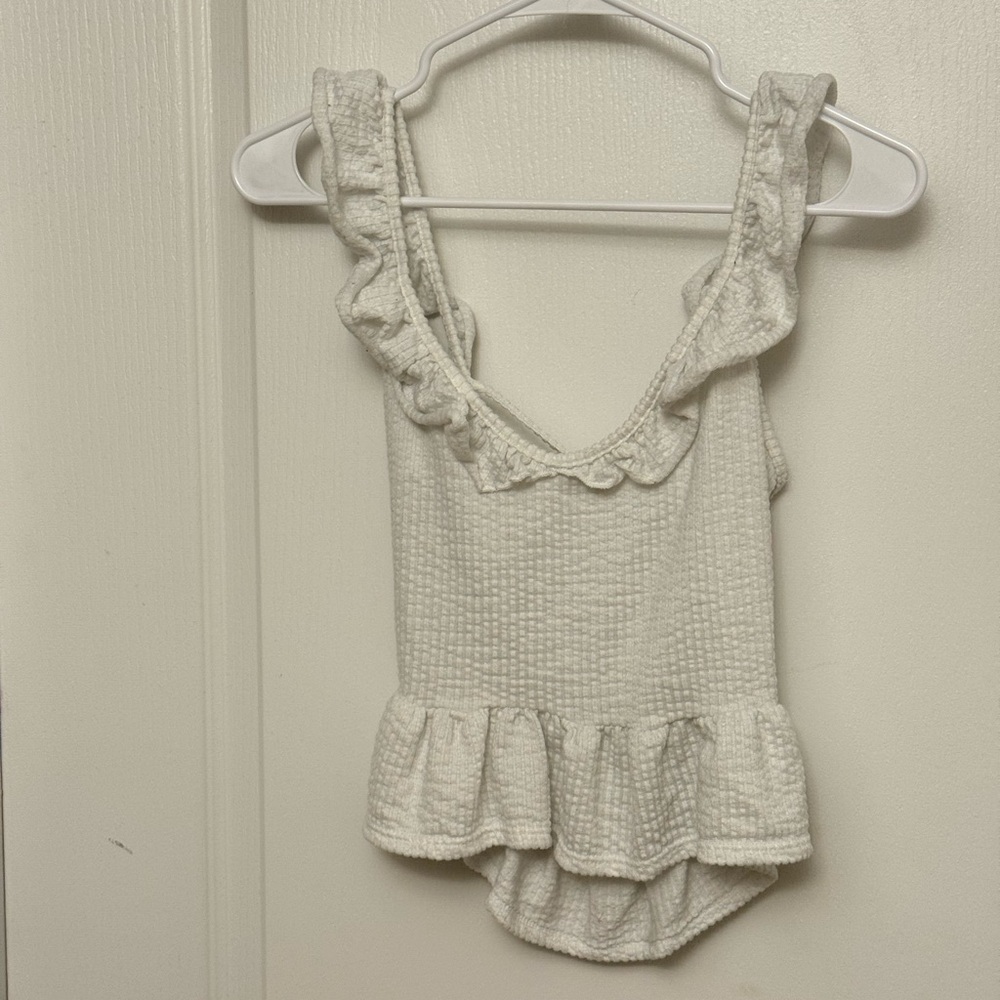 Caution To The Wind White Ruffle Tank Top